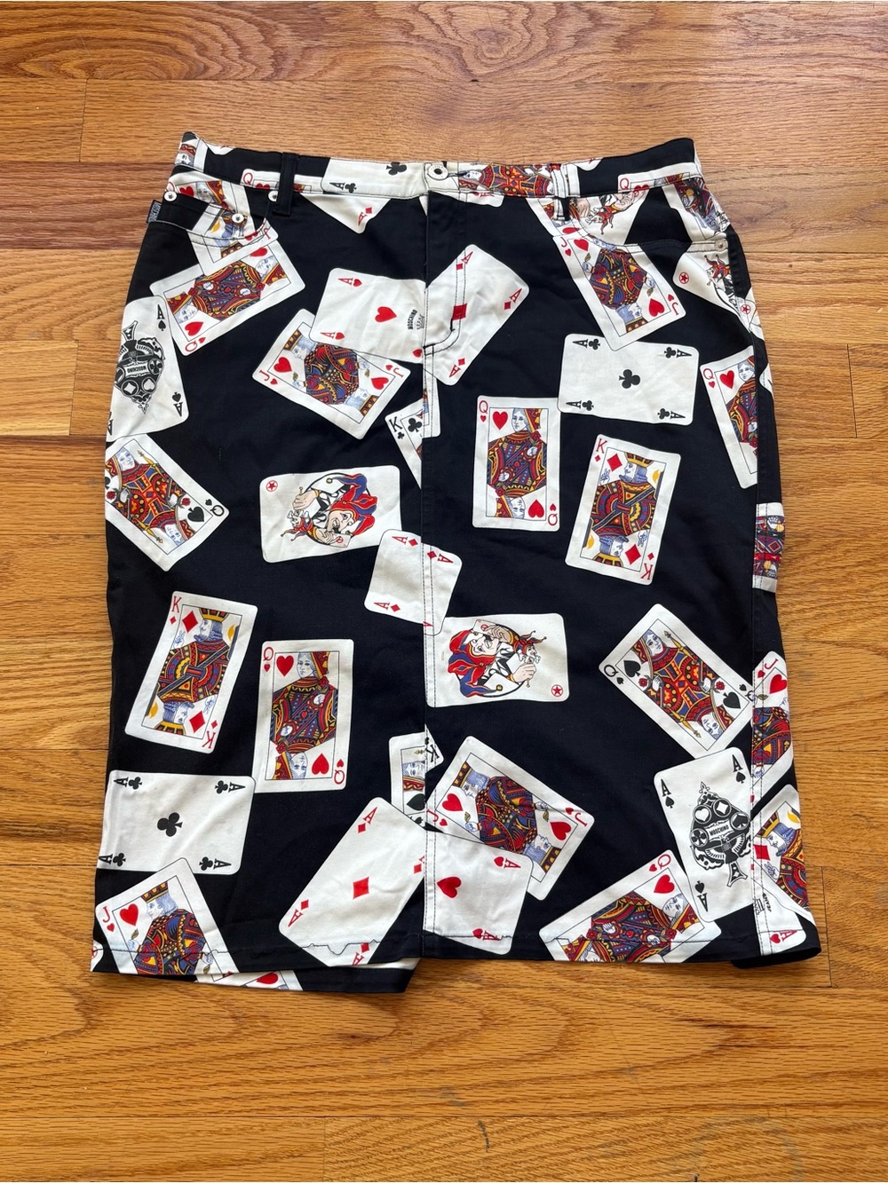 Moschino Black Playing Card Print Midi Skirt